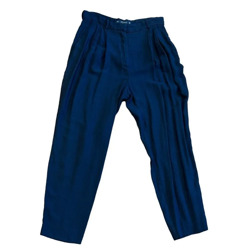 Zara Flowy Tapered Trousers with Herringbone Stripes